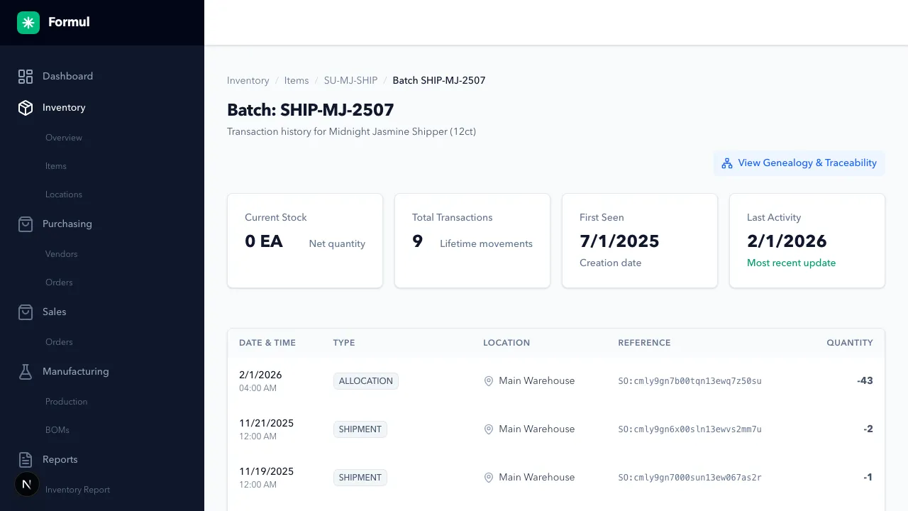 Inventory Batch View