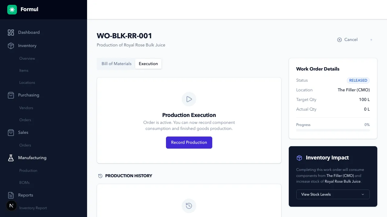 Work Order Execution